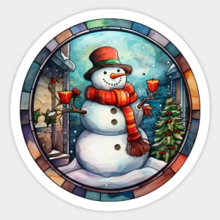 Snowman with christmas candles Sticker